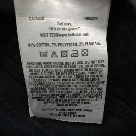 Ted Baker Pants Womens Renna Skinny Jeans Lace Sides Black Waxed Size 26 NWOT - Picture 11 of 13